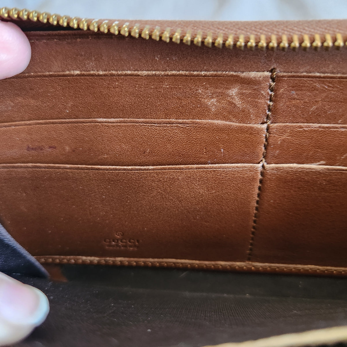 #167 Authentic Gucci Hard Coated Zip Around Zippy Wallet