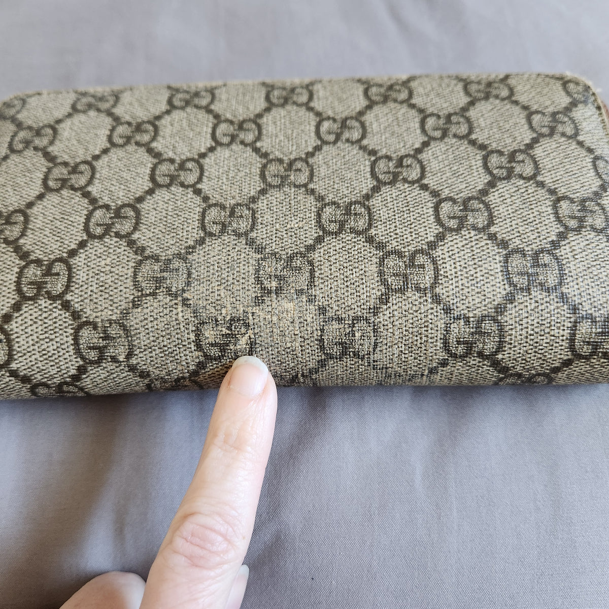 #167 Authentic Gucci Hard Coated Zip Around Zippy Wallet