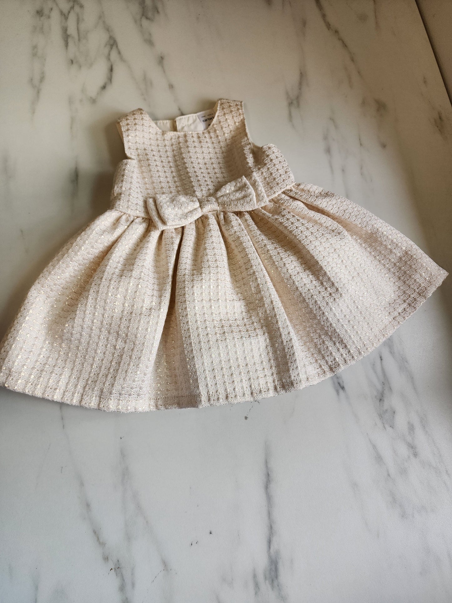 #178 Carter's cream dress baby girl size 0-3 months