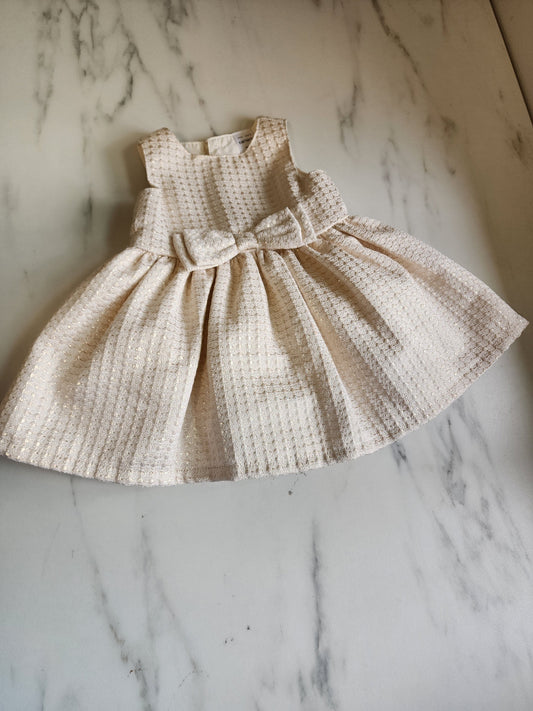 #178 Carter's cream dress baby girl size 0-3 months