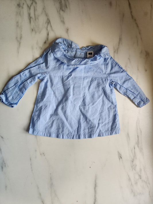#178 Janie and Jack blue top baby girl size 6-12 months