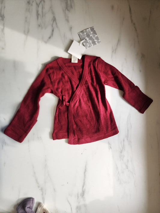 #178 Kate Quinn NWT  maroon wrap top baby girl size 6-9 months