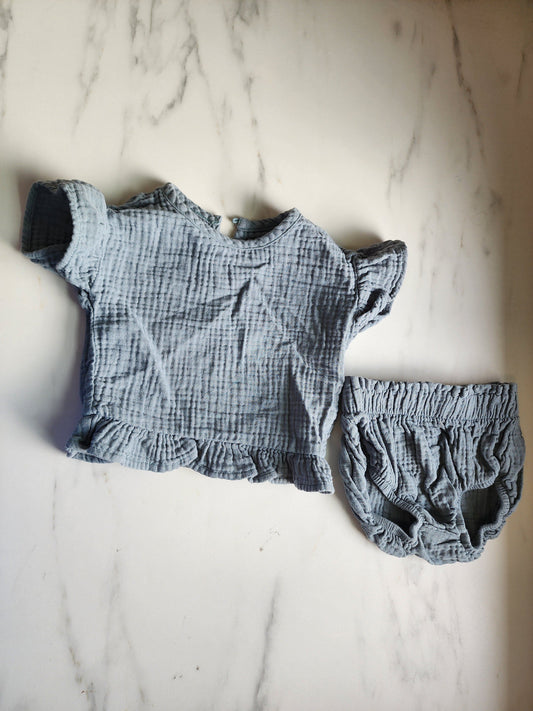 #178 Grayson Collective blue outfit baby girl size 0-3 months