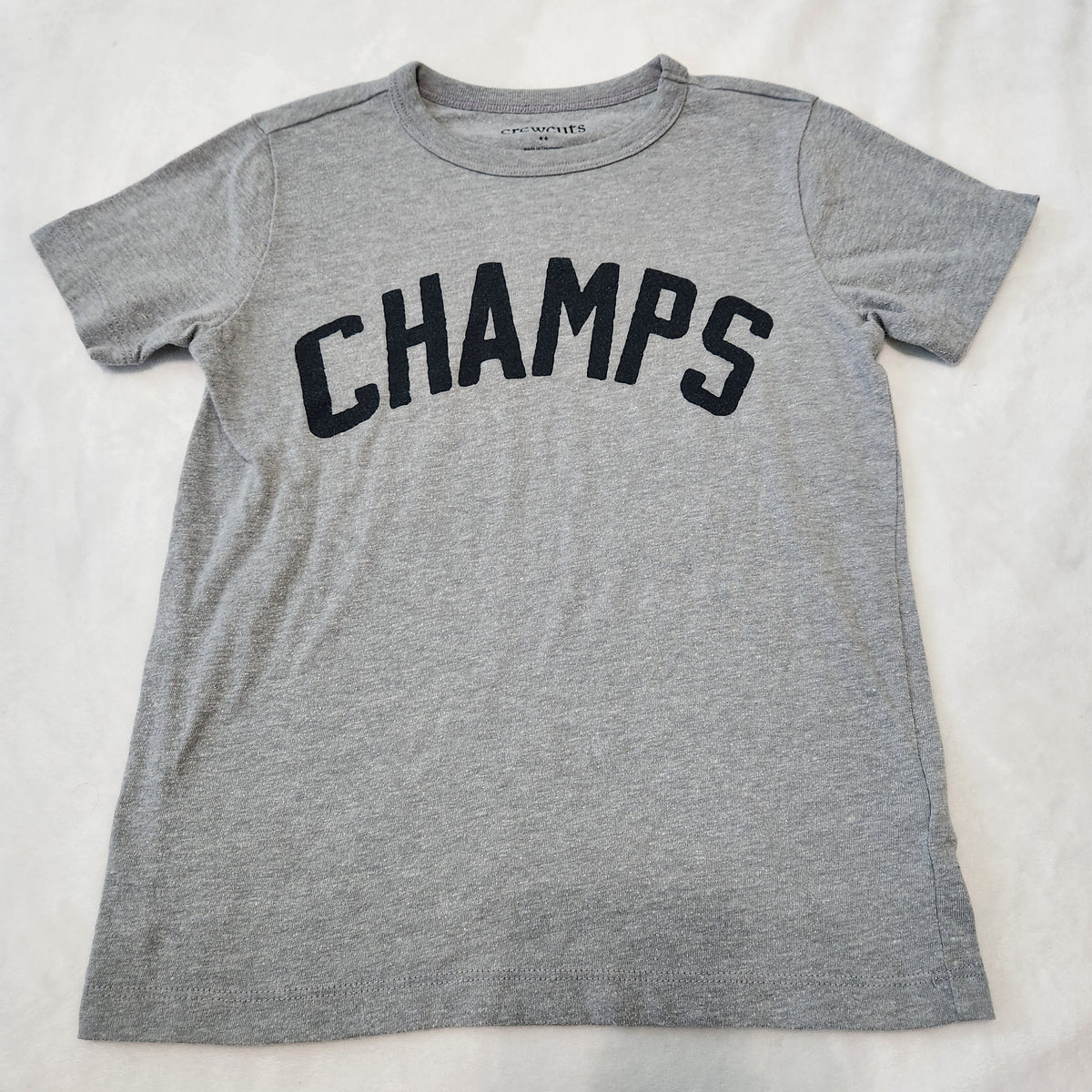 #167 Crewcuts Champs Boys 6/7 Gray Short Sleeve Tee