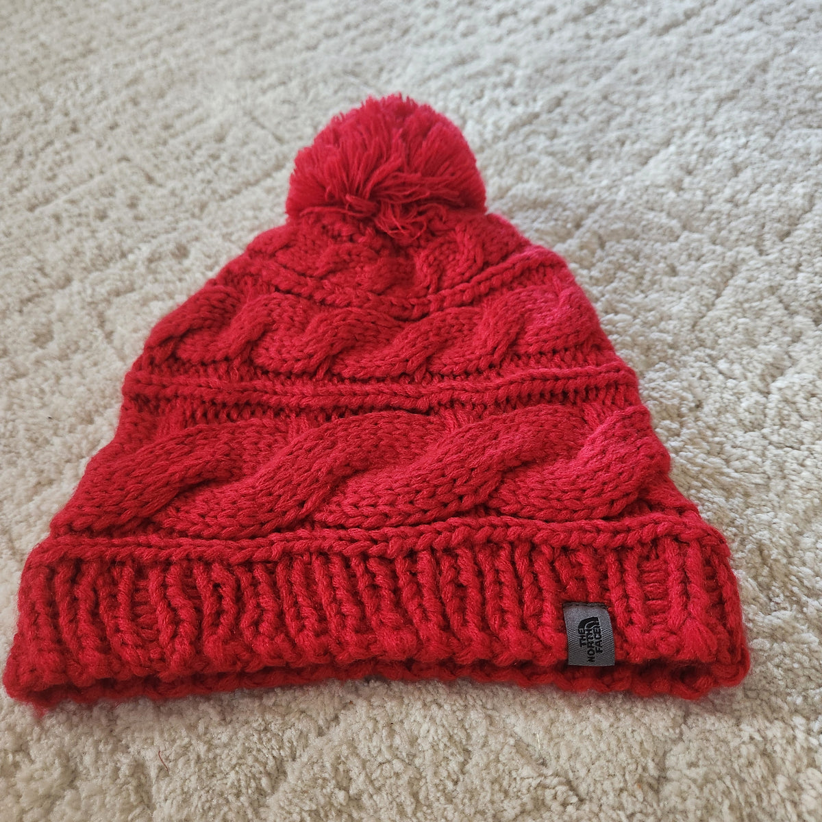 #167 The North Face Cable Knit Beanie Hat Pom Pom One Size Unisex