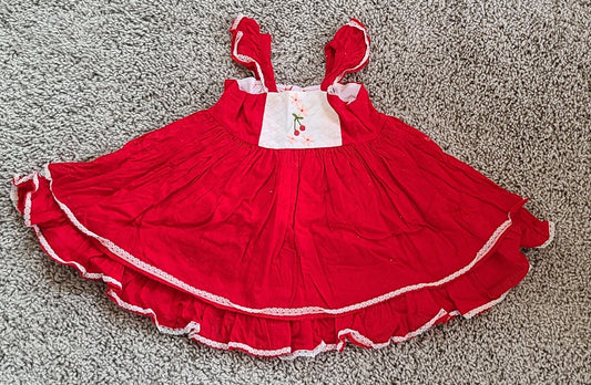 #188 Girls 12M Red Cherry Well Dressed Wolf Dress