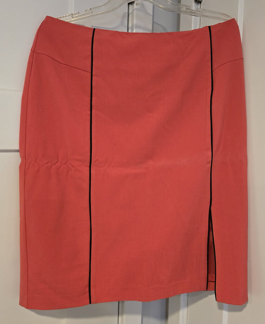#131 New York and Company pencil skirt pink navy trim  size 14