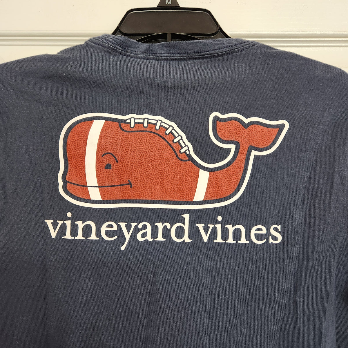 #167 Vineyard Vines Sz 18 XL Long Sleeve Navy Football Logo Tee
