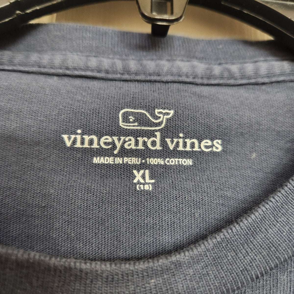 #167 Vineyard Vines Sz 18 XL Long Sleeve Navy Football Logo Tee