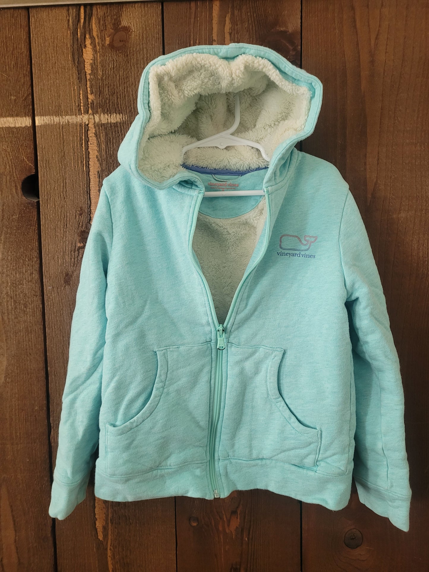 #109 Vineyard Vines Sherpa-Lined Zip-Up Hoodie Girl's Size S (7-8)