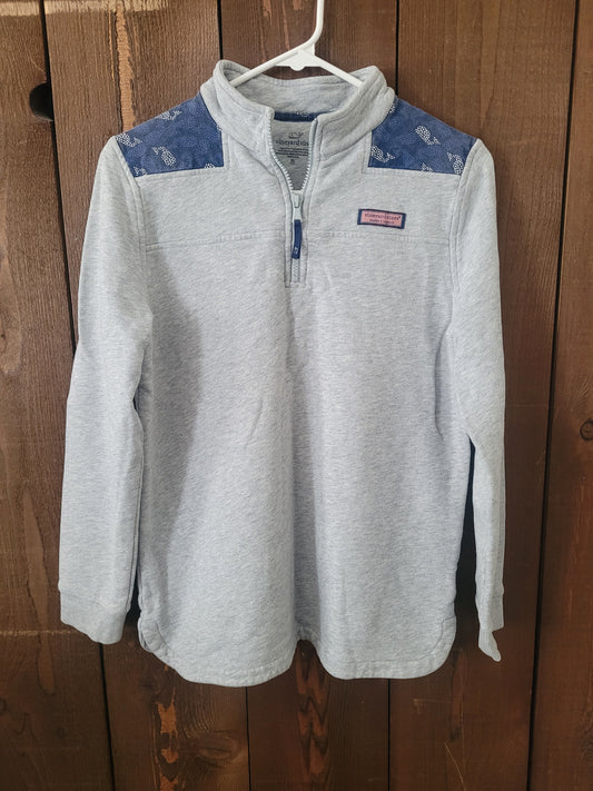 #109 Vineyard Vines Whale Print Quarter-Zip Pullover Girl's Size XL (16)
