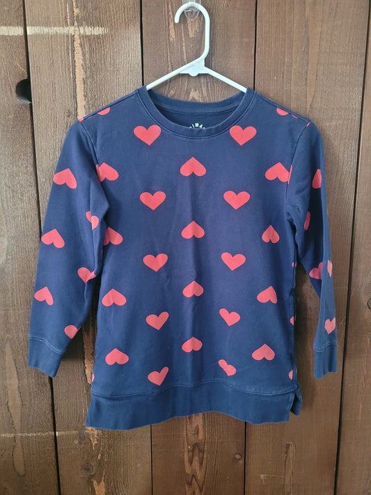 #109 Primary Heart Print Crewneck Sweatshirt Girl's Size 8-9Y