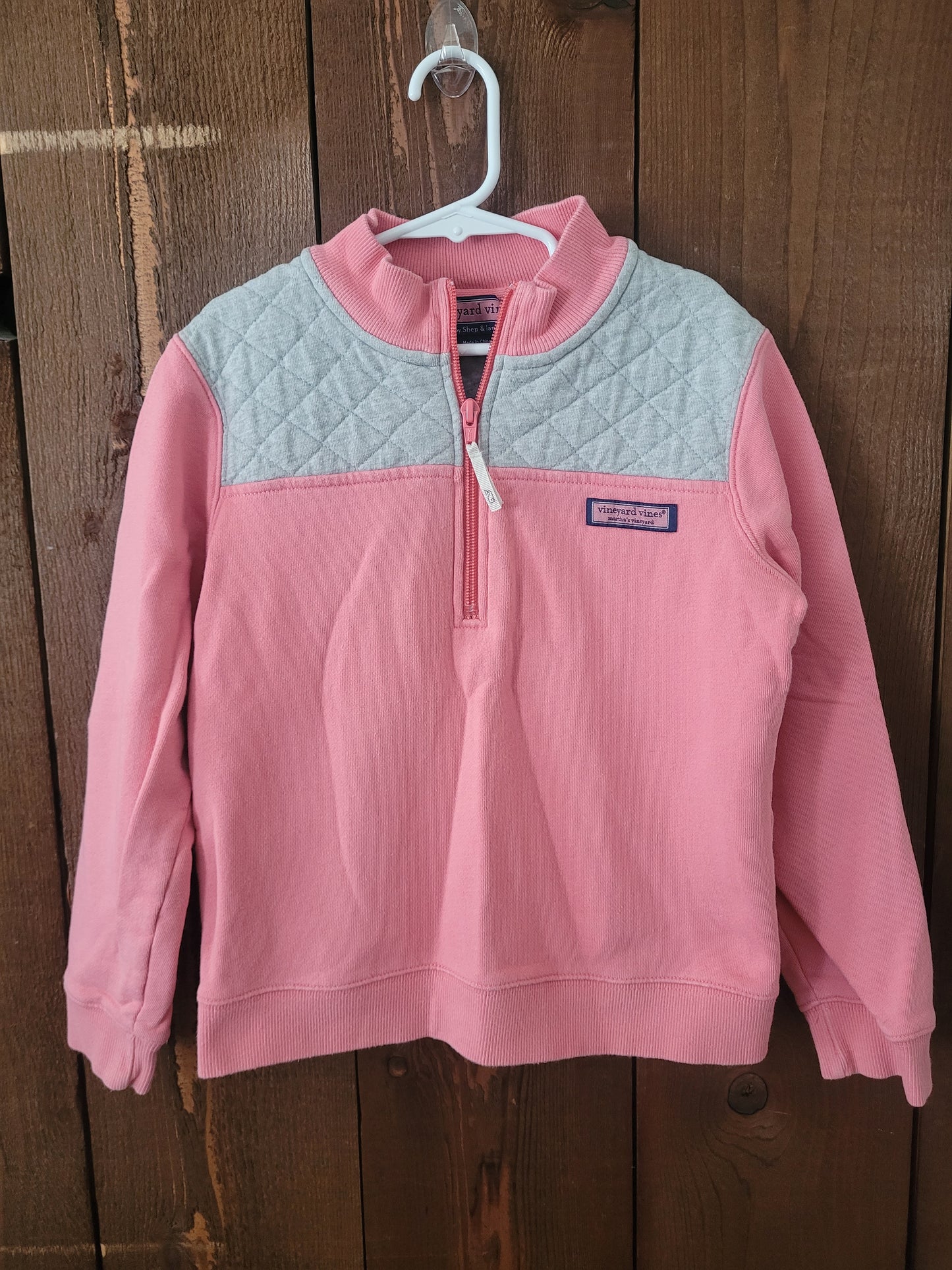 #109 Vineyard Vines Pink Quilted Quarter-Zip Girl's Size M (10-12)