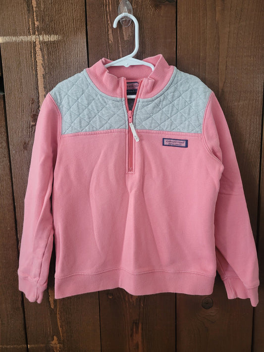 #109 Vineyard Vines Pink Quilted Quarter-Zip Girl's Size M (10-12)