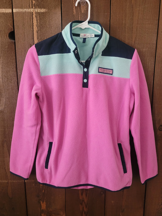 #109 Vineyard Vines Colorblock Quarter-Snap Pullover Girl's Size XL