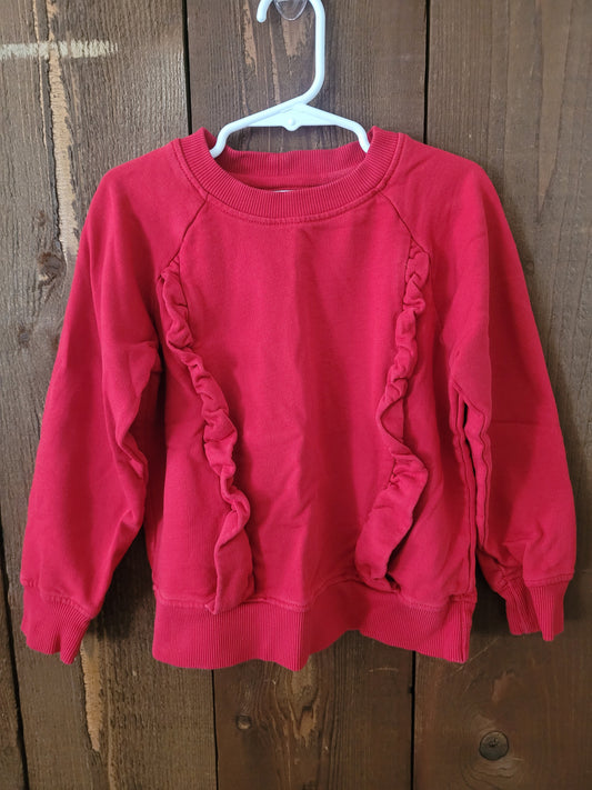 #109 *REDUCED* Hanna Andersson Red Ruffle Crewneck Sweatshirt Girl's Size 110/5
