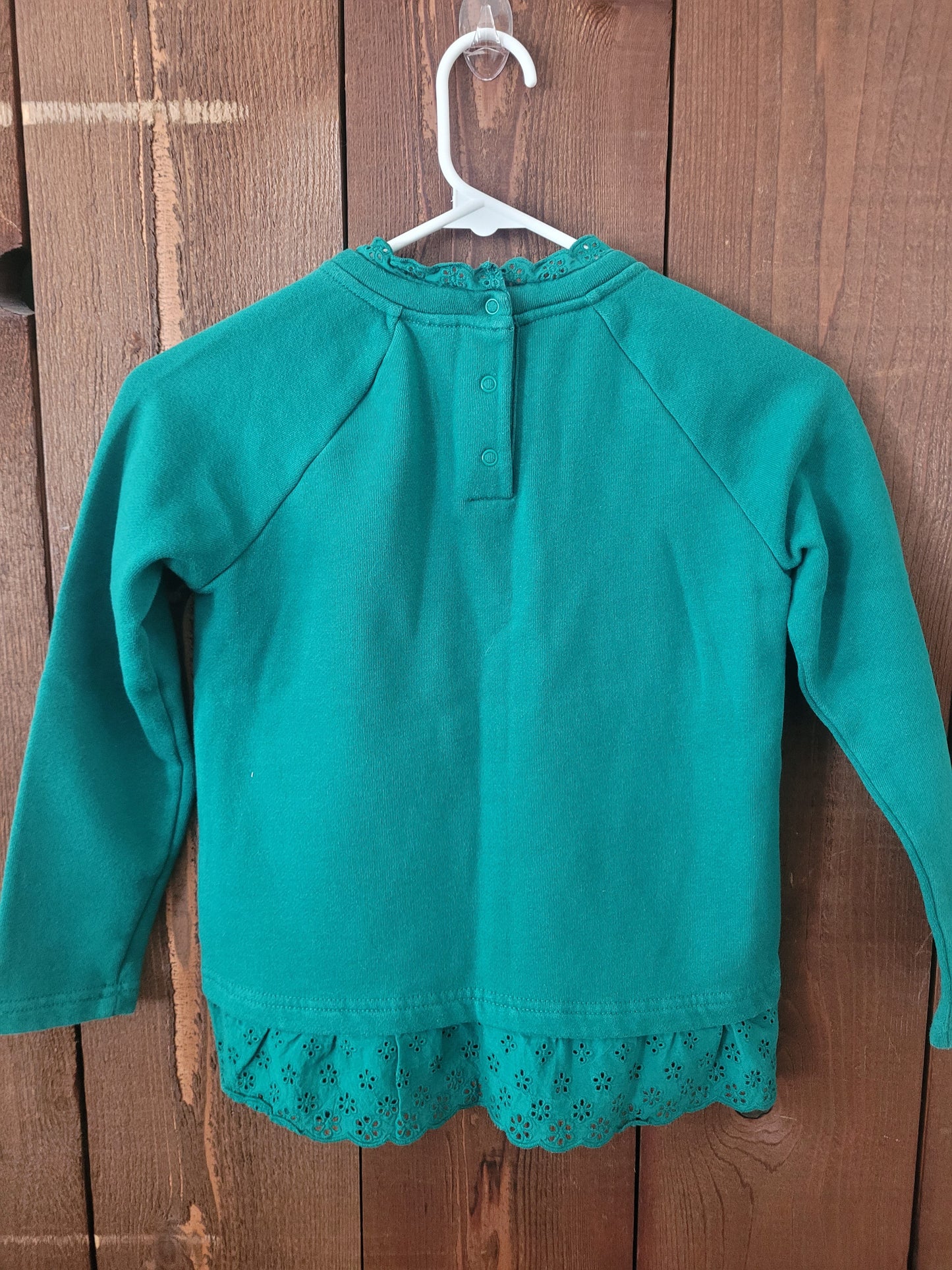 #109 Boden Ruffle Eyelet Sweatshirt Girl's Size 8-9Y