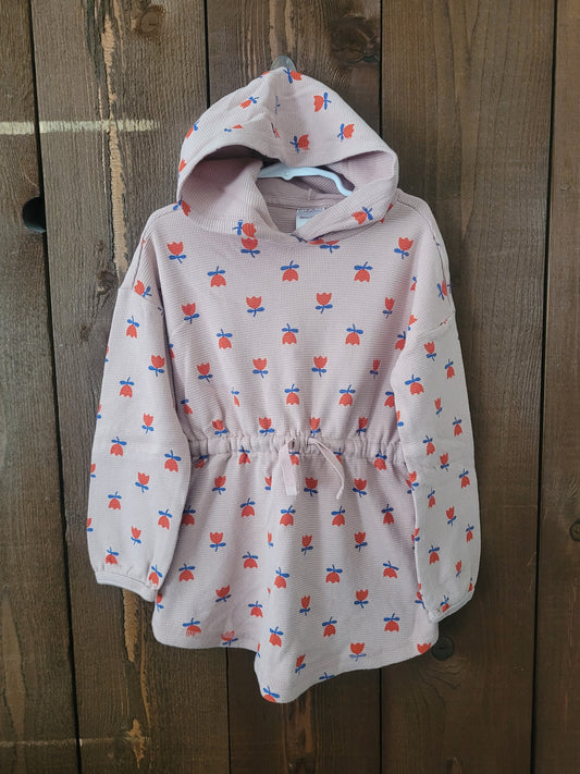 #109 Hanna Andersson Rose Tie Waist Waffle Hoodie Girl's Size 110/5