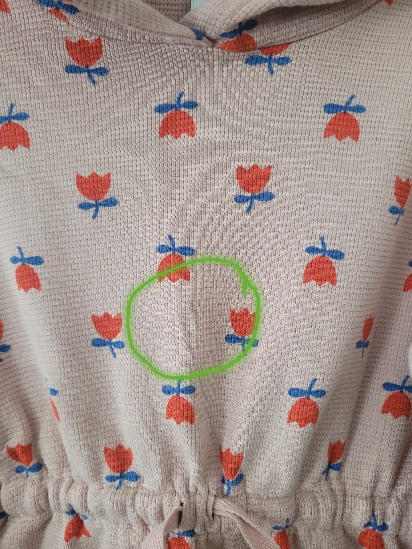 #109 Hanna Andersson Rose Tie Waist Waffle Hoodie Girl's Size 110/5