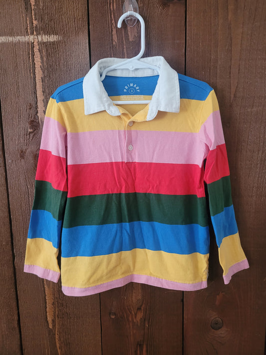 #109 *REDUCED* Primary Rainbow Long-Sleeve Girl's Polo Size 5