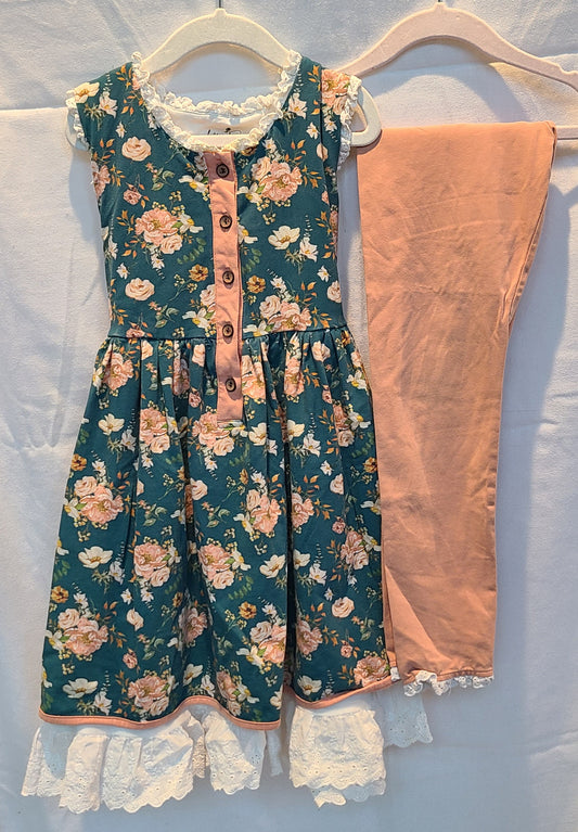 #188 Girls Size 12Y Love and Grow Enchanted Rose Tunic Set