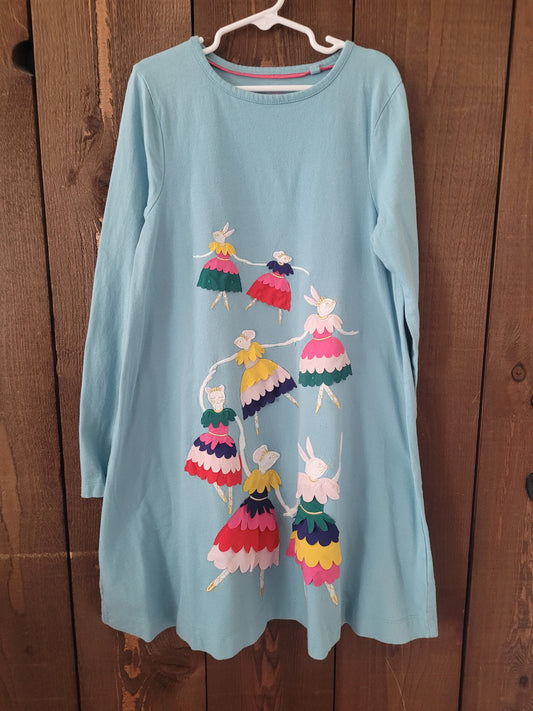 #109 Mini Boden Ballerina Mice Applique Dress Girls Size 9-10