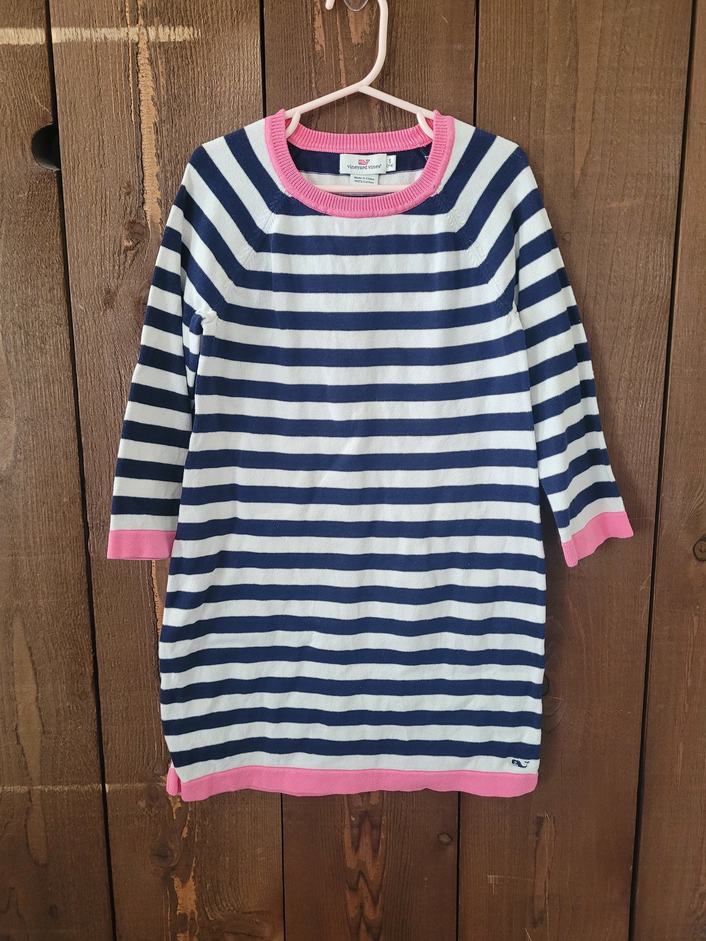 #109 Vineyard Vines Striped Sweater Dress Girls Size S (7-8)
