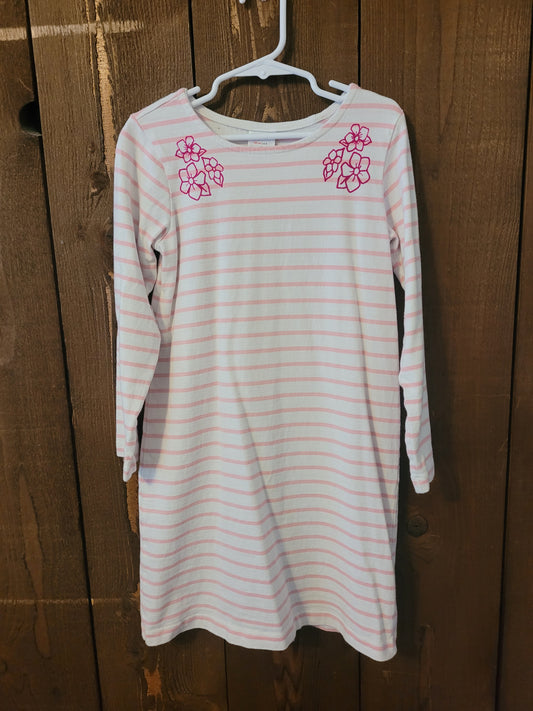 #109 Hanna Andersson Stripe Pink Long-Sleeve Dress Girls Size 130/8