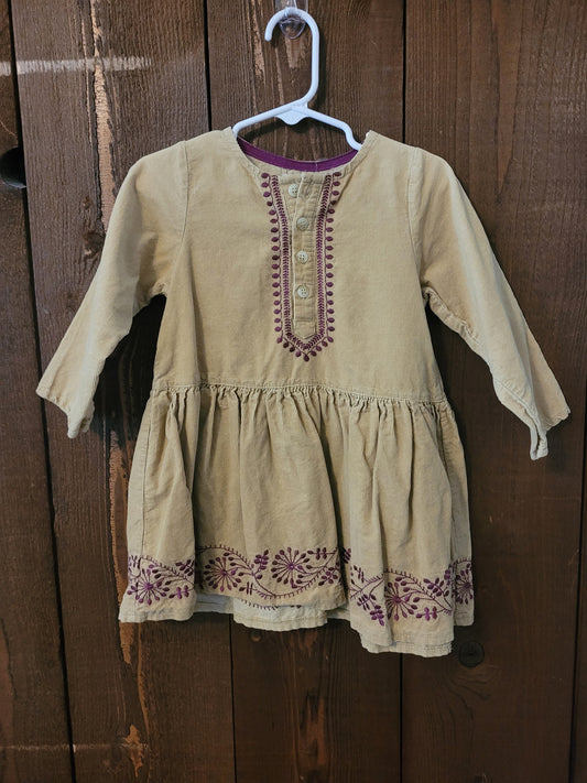 #109 Happy by Pink Chicken Corduroy Embroidered Dress Girls Size 2T