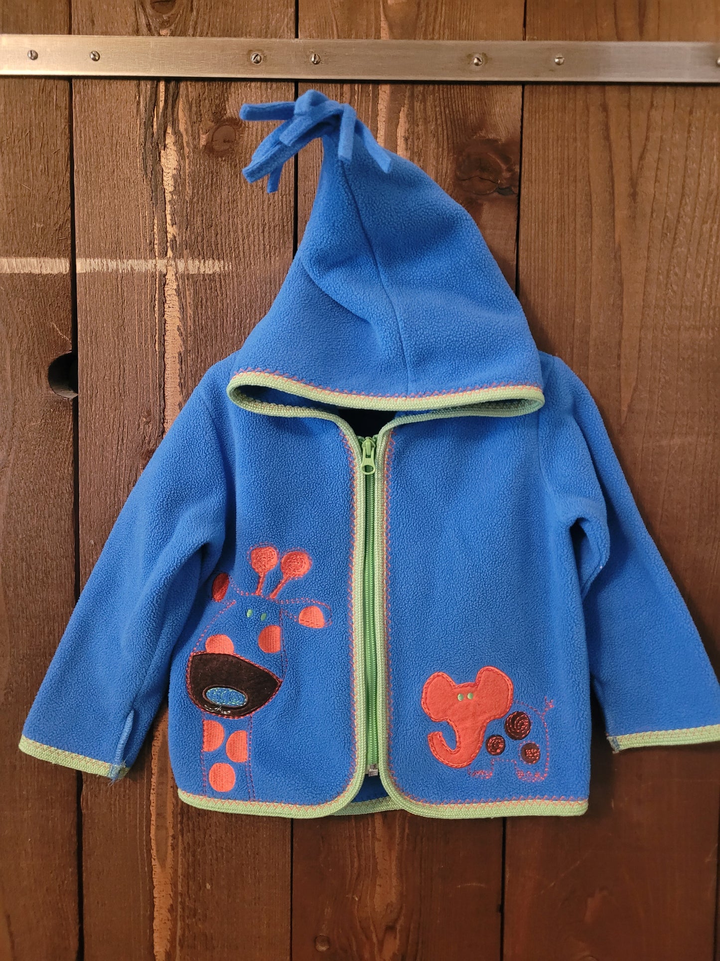 #109 *REDUCED* Hanna Andersson Fleece Hooded Embroidered Jacket Girls Size 90/3T