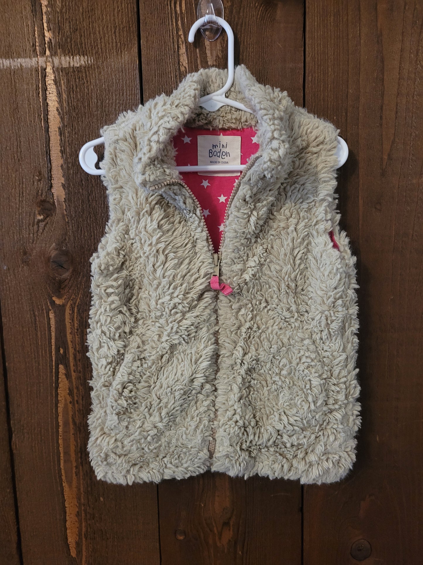 #109 Mini Boden Sherpa Vest Girls Size 2-3Y