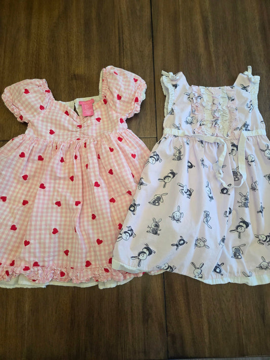 REDUCED Seller 184 Savanah bunny dress and Valentines day dress size 4T