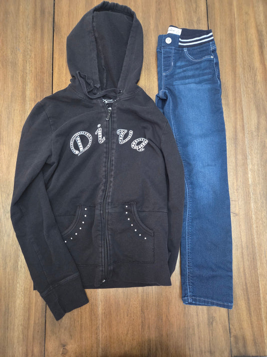 REDUCED Seller 184 girls diva zip up and jeans size small/7