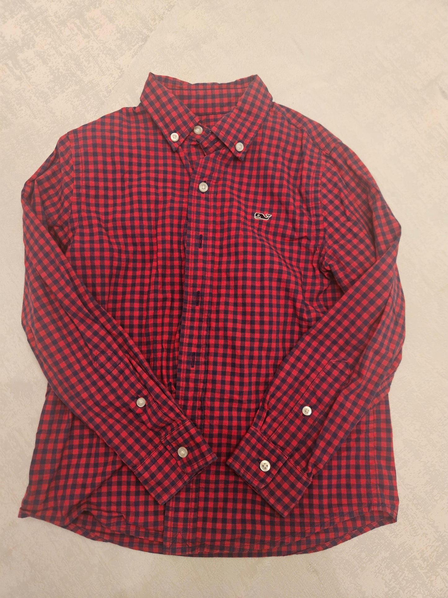 Seller #102 - Boys - Vineyard Vines Red & Blue Gingham Long Sleeve Button Down - Size 6