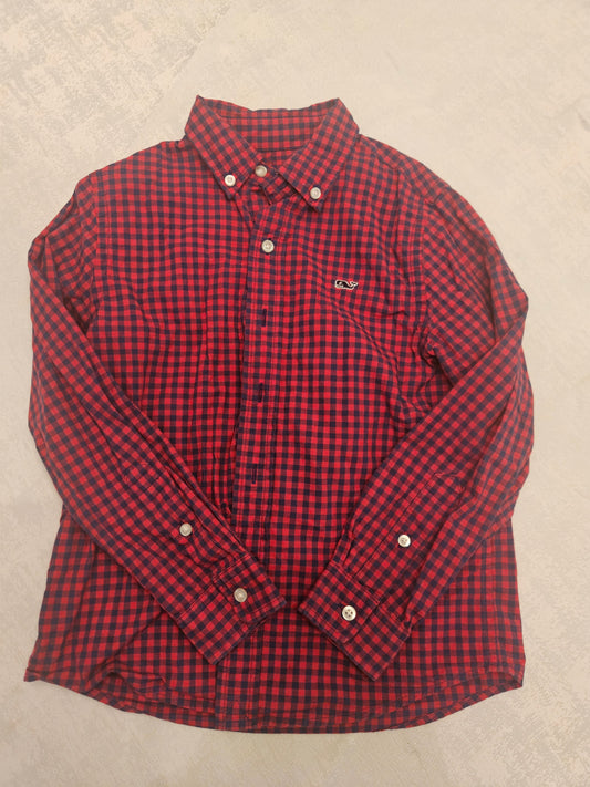 Seller #102 - Boys - Vineyard Vines Red & Blue Gingham Long Sleeve Button Down - Size 6