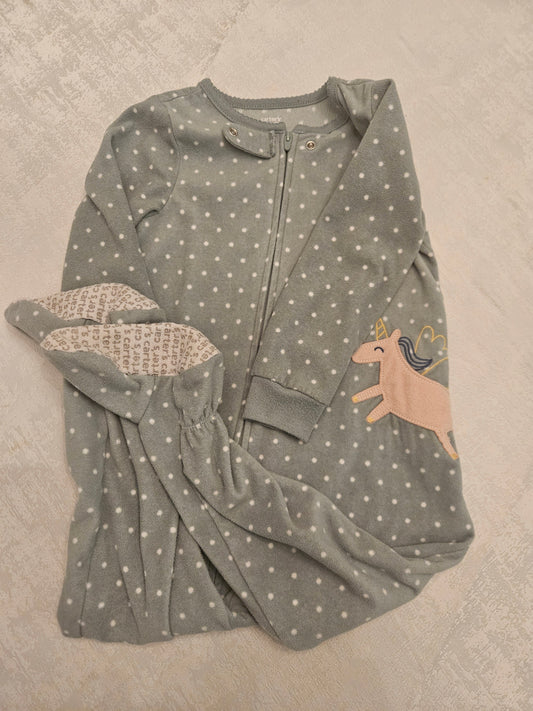 Seller #102 - Girls - Carters Fleece Green Polka Dot Pajamas - Size 2