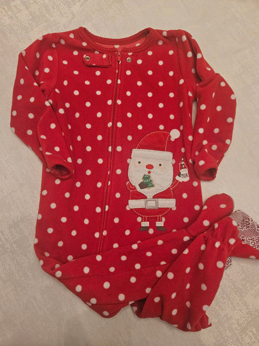 Seller #102 - Girls - Just One You Fleece Red Santa Pajamas - Size 2