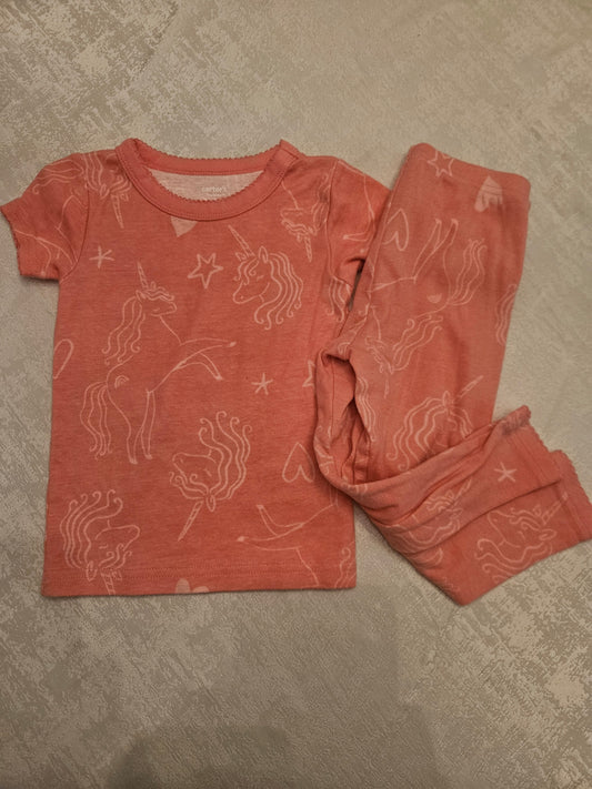 Seller #102 - Girls - Carters Pink Unicorn Pajamas - Size 2