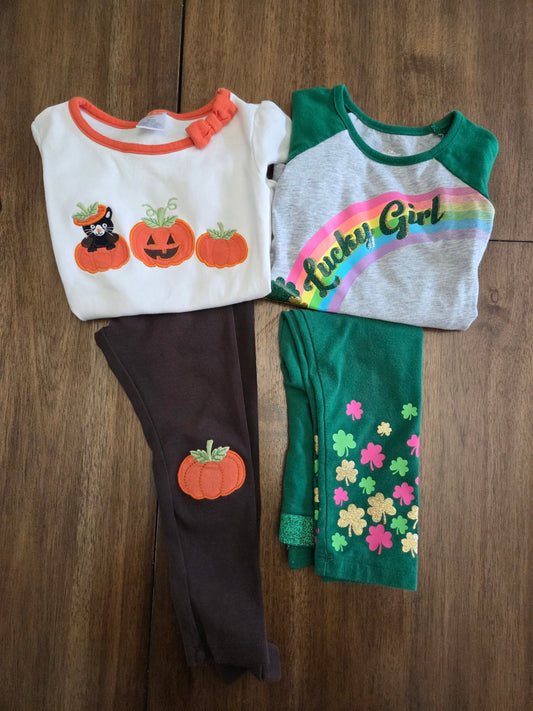 REDUCED Seller 184 girls Gymboree pumpkin and Celebration st. patricks day outfits size 3t