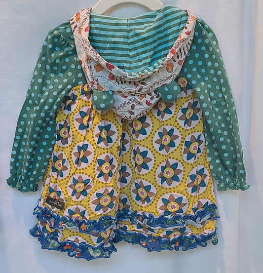 #188 Girls 12-18M Matilda Jane Baby Bear Hooded Floral Dress with Tights (2 of 2)