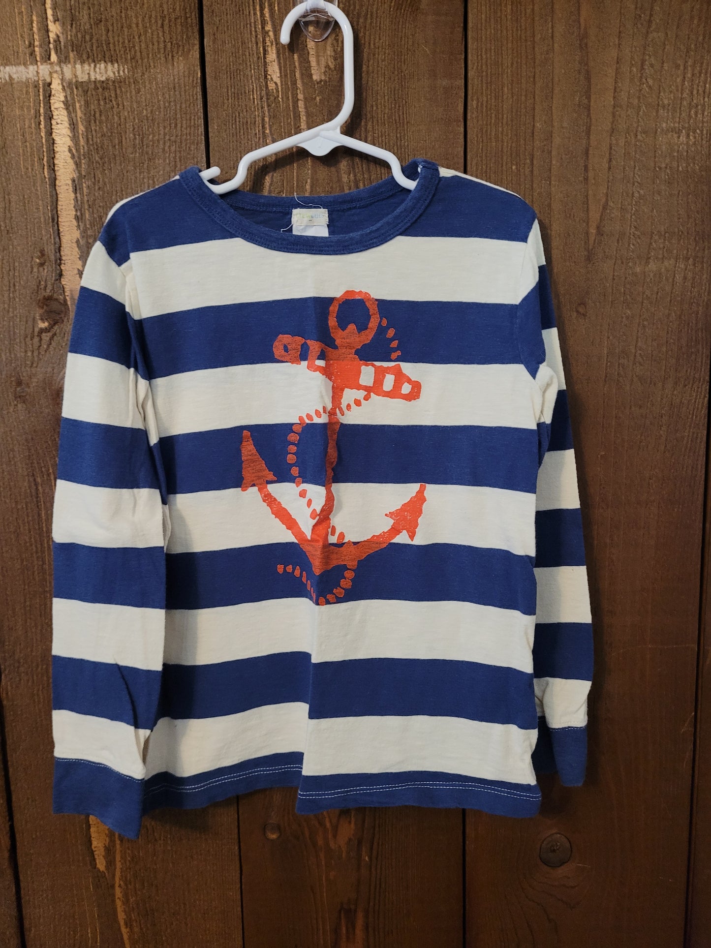 #109 Crewcuts Stripe Anchor Long-Sleeve Top Boys Size 6-7Y