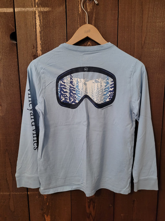 #109 Vineyard Vines Snow Goggles Long-Sleeve Tee Boys Size M (12-14)