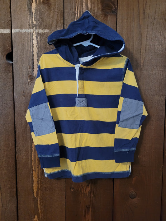 #109 *REDUCED* Hanna Andersson Blue and Yellow Hooded Top Boys Size 110/5T