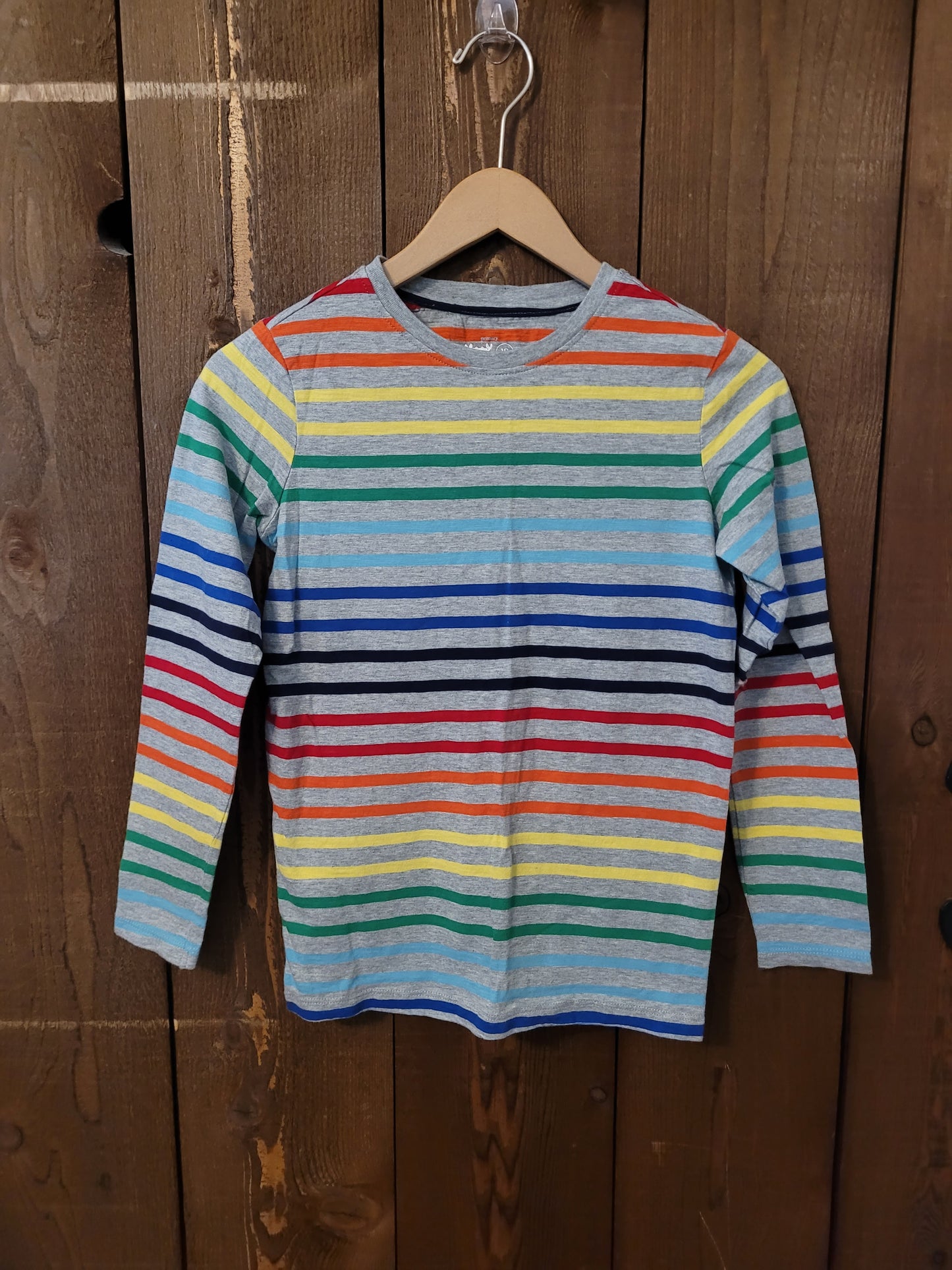 #109 Primary Multicolored Stripe Long-Sleeve Top Girl's Size 12