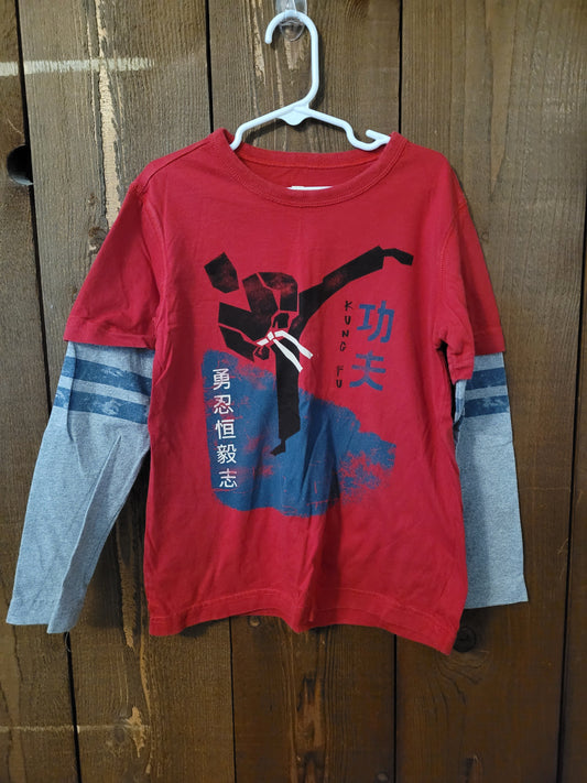 #109 *REDUCED* Tea Collection Kung Fu Ringer Tee Boys Size 7