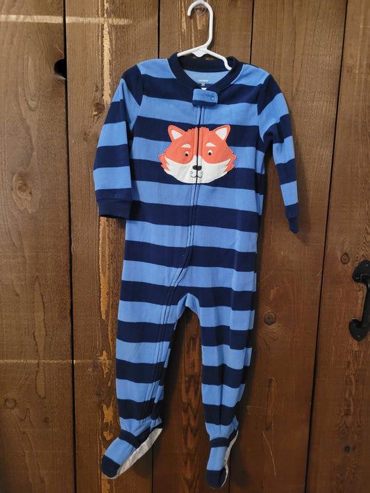 #109 *REDUCED* Carter's Fleece Firetruck and Fox Footed Jammies (2) Boys Size 3T
