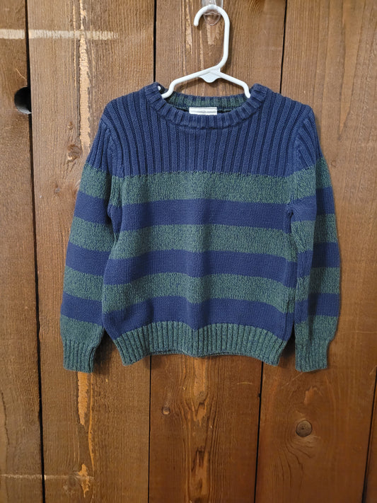 #109 Hanna Andersson Blue and Green Stripe Sweater Boys Size 100/4T