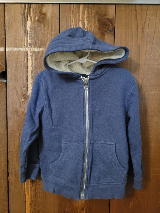 #109 Hanna Andersson Sherpa Lined Zip-Up Hoodie Boys Size 100/4T