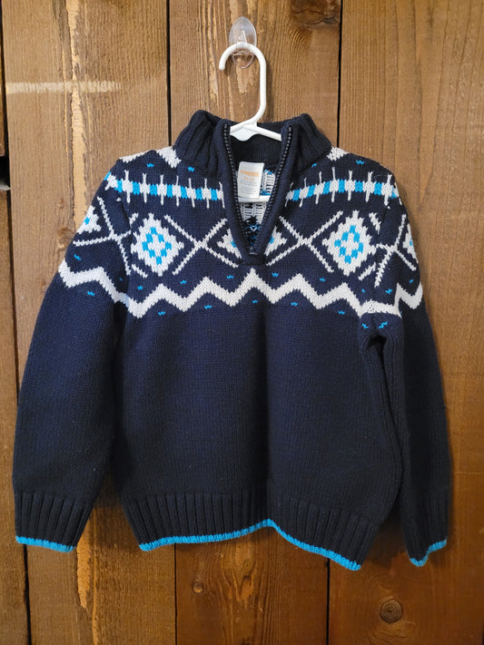 #109 Gymboree Fair Isle Quarter-Zip Sweater Boys Size XS (4)