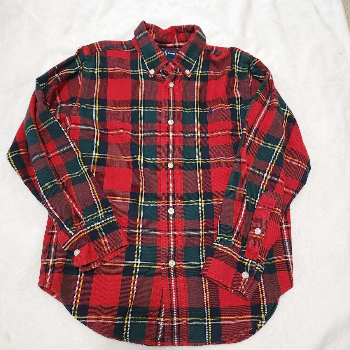 #167 Ralph Lauren Polo Size 7 Plaid Flannel Button Down Shirt